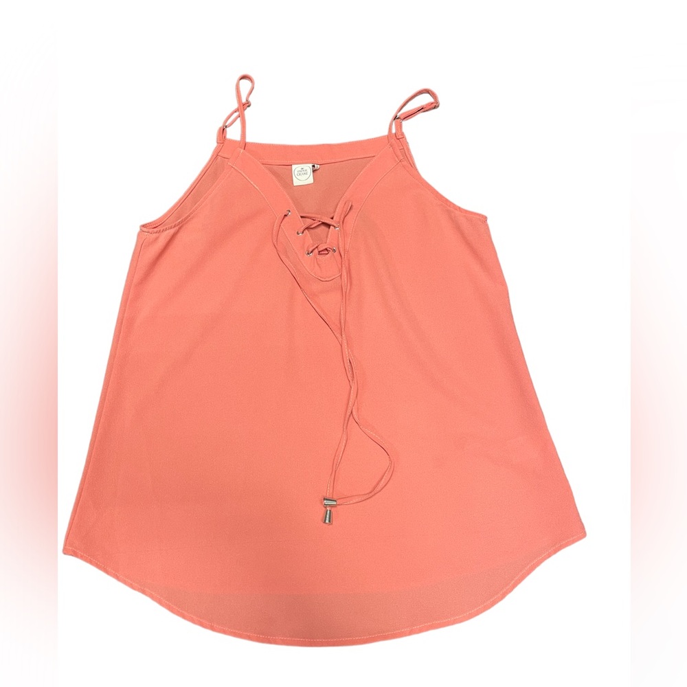 Pink lace up blouse